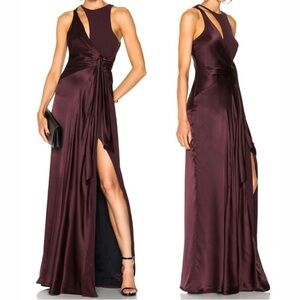 Cinq à Sept Clemence Gown Vino Silk Twist Front Evening Dress Size 6